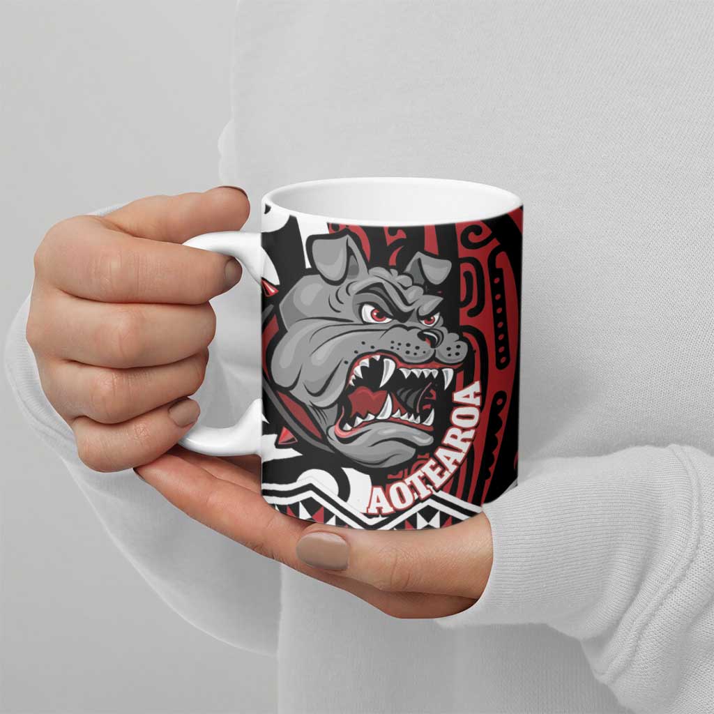 Personalised Aotearoa Bulldog Ceramic Mug New Zealand Maori Taniko Art - Polynesian Pride