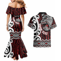 Personalised Aotearoa Bulldog Couples Matching Mermaid Dress and Hawaiian Shirt New Zealand Maori Taniko Art