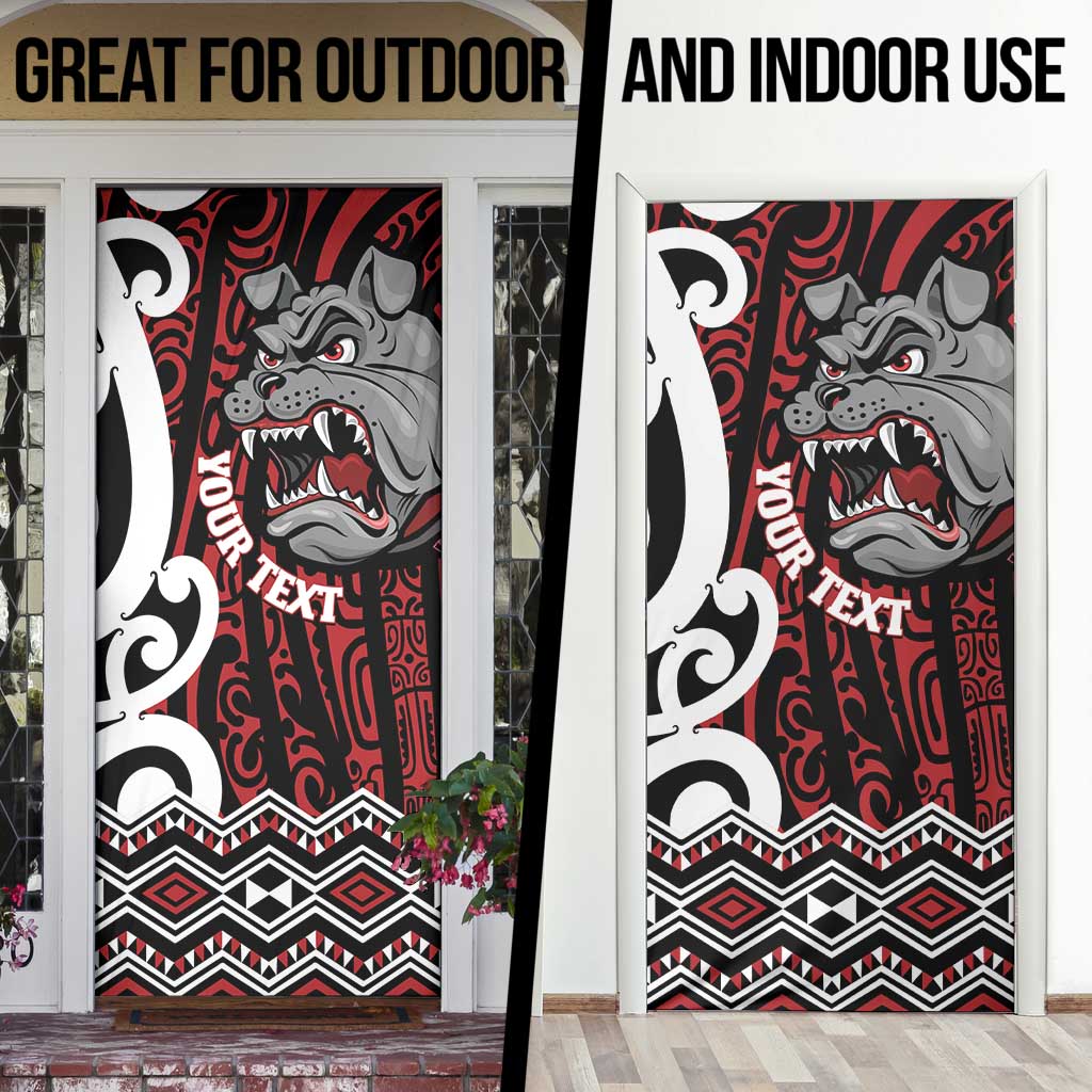 Personalised Aotearoa Bulldog Door Cover New Zealand Maori Taniko Art - Polynesian Pride