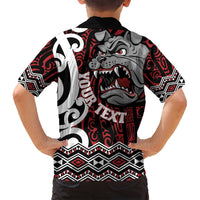Personalised Aotearoa Bulldog Family Matching Off Shoulder Short Dress and Hawaiian Shirt New Zealand Maori Taniko Art LT14 - Polynesian Pride