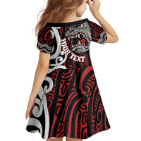 Personalised Aotearoa Bulldog Family Matching Off Shoulder Short Dress and Hawaiian Shirt New Zealand Maori Taniko Art LT14 - Polynesian Pride