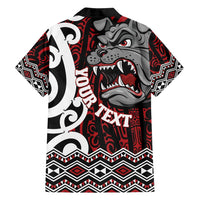 Personalised Aotearoa Bulldog Family Matching Off Shoulder Short Dress and Hawaiian Shirt New Zealand Maori Taniko Art LT14 - Polynesian Pride