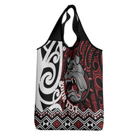 Personalised Aotearoa Bulldog Grocery Bag New Zealand Maori Taniko Art