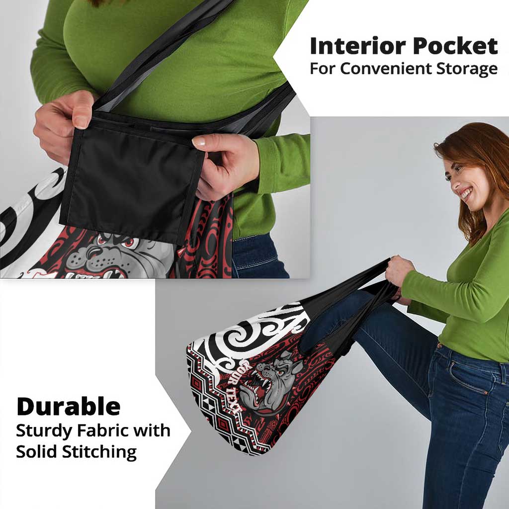 Personalised Aotearoa Bulldog Grocery Bag New Zealand Maori Taniko Art