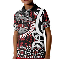 Personalised Aotearoa Bulldog Kid Polo Shirt New Zealand Maori Taniko Art