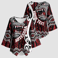 Personalised Aotearoa Bulldog Kimono Sleeve Blouse New Zealand Maori Taniko Art - Polynesian Pride