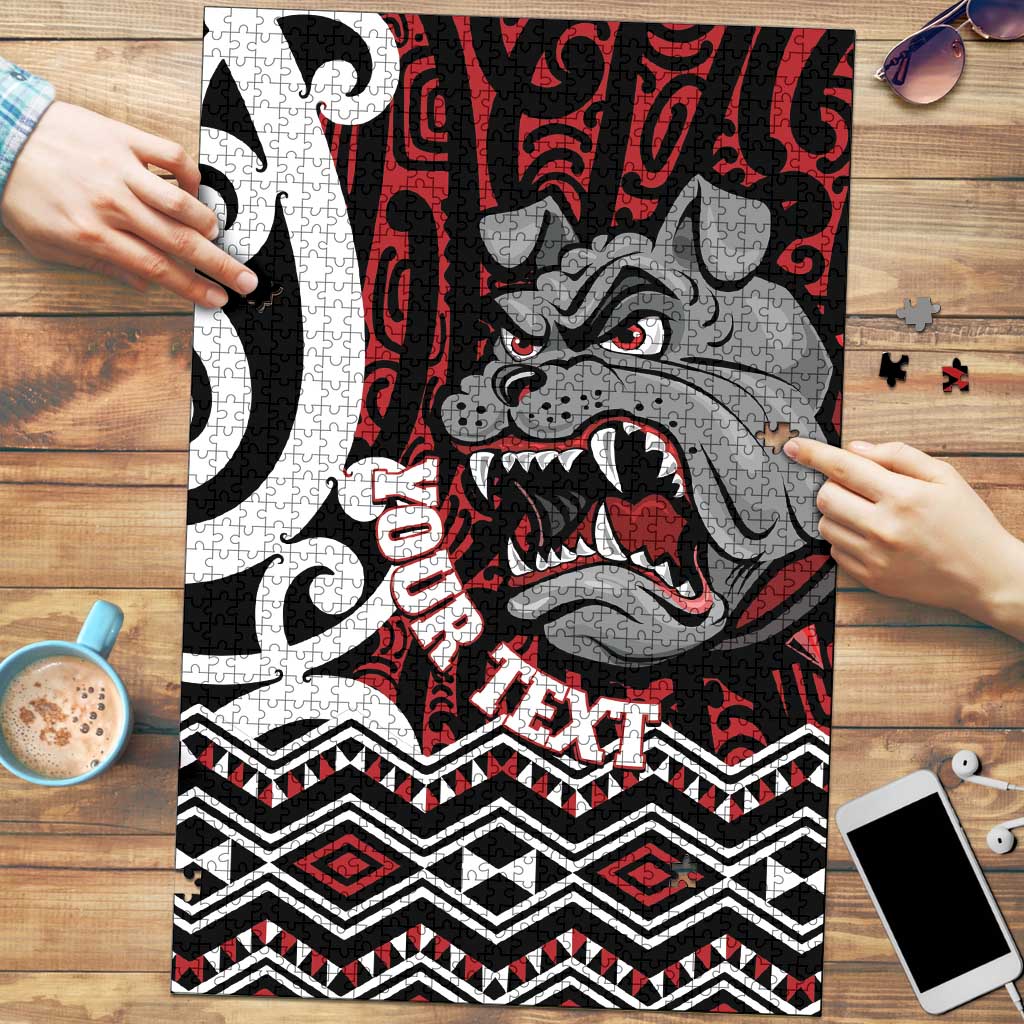 Personalised Aotearoa Bulldog Puzzle New Zealand Maori Taniko Art - Polynesian Pride