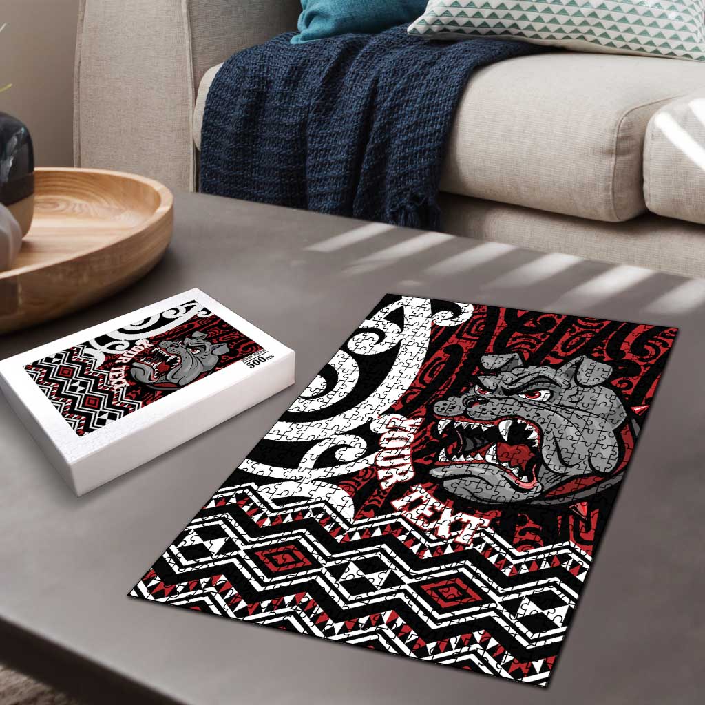 Personalised Aotearoa Bulldog Puzzle New Zealand Maori Taniko Art - Polynesian Pride