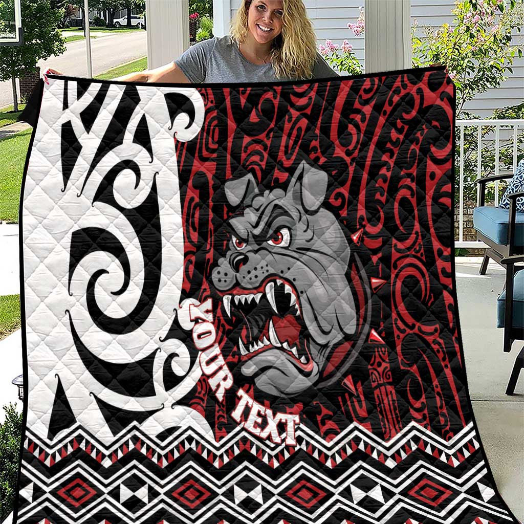 Personalised Aotearoa Bulldog Quilt New Zealand Maori Taniko Art