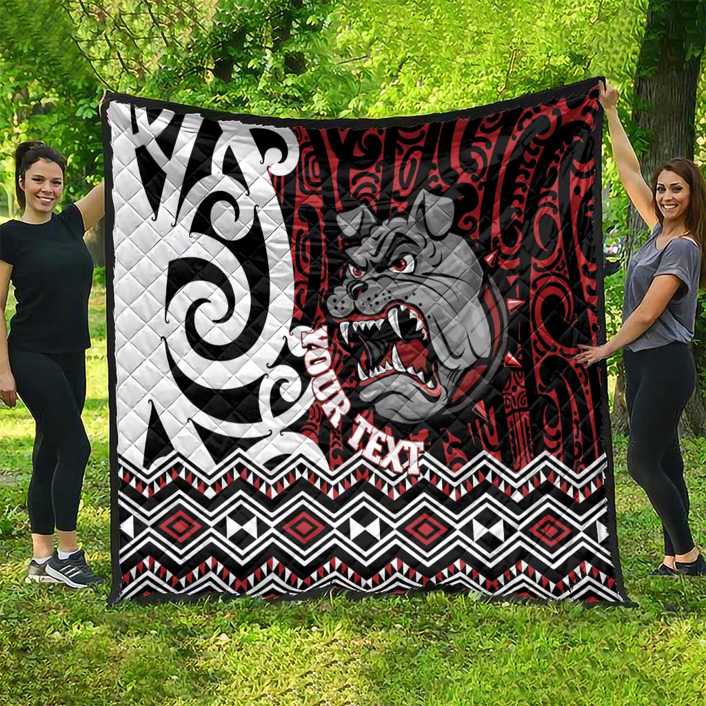 Personalised Aotearoa Bulldog Quilt New Zealand Maori Taniko Art