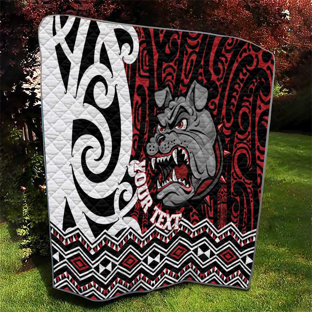 Personalised Aotearoa Bulldog Quilt New Zealand Maori Taniko Art