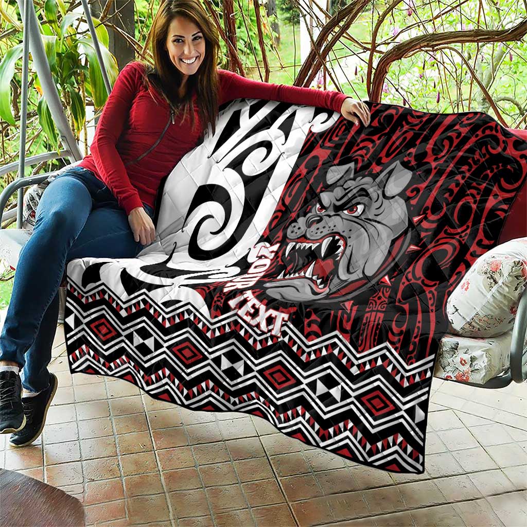 Personalised Aotearoa Bulldog Quilt New Zealand Maori Taniko Art