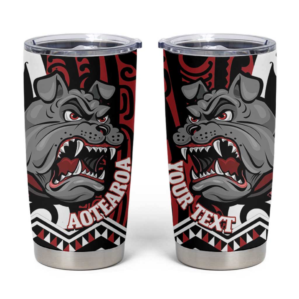 Personalised Aotearoa Bulldog Tumbler Cup New Zealand Maori Taniko Art