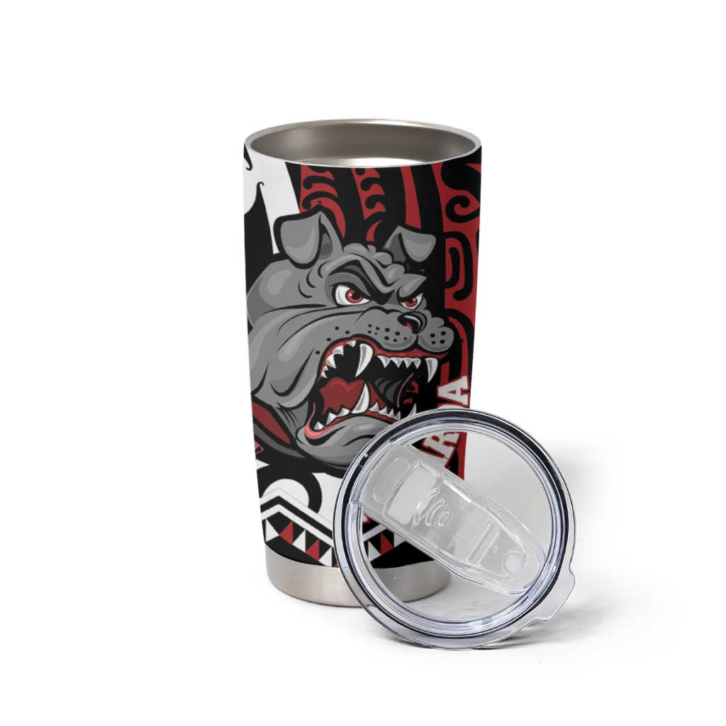 Personalised Aotearoa Bulldog Tumbler Cup New Zealand Maori Taniko Art