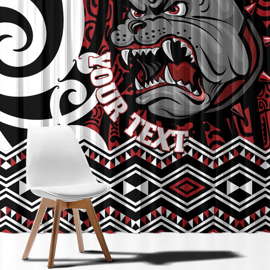 Personalised Aotearoa Bulldog Window Curtain New Zealand Maori Taniko Art