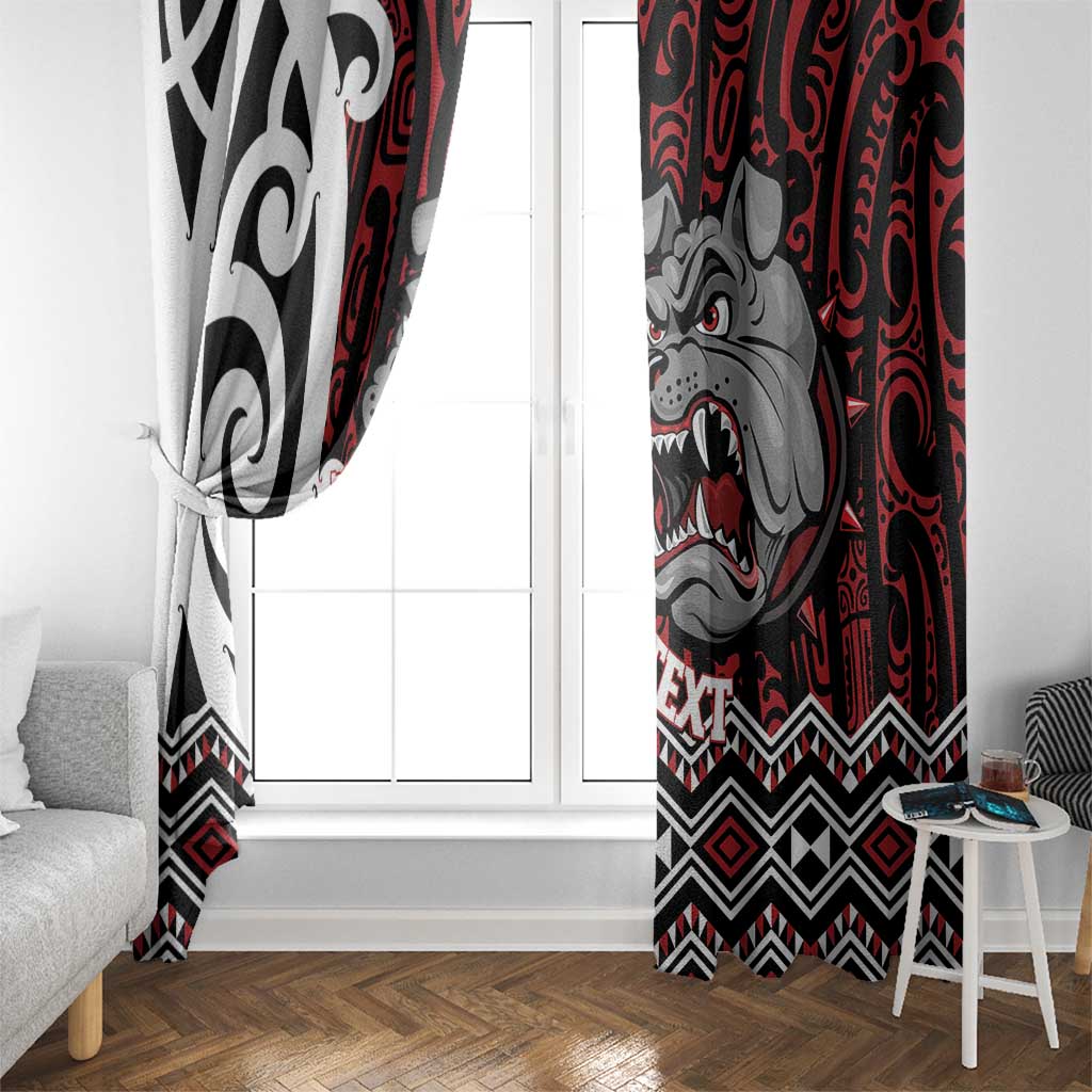 Personalised Aotearoa Bulldog Window Curtain New Zealand Maori Taniko Art