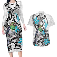 Aotearoa Te Ika-a-Maui Couples Matching Long Sleeve Bodycon Dress and Hawaiian Shirt South Island Kekeru Maori Koru