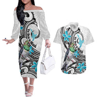 Aotearoa Te Ika-a-Maui Couples Matching Off The Shoulder Long Sleeve Dress and Hawaiian Shirt South Island Kekeru Maori Koru
