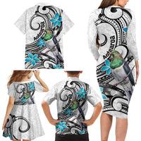 Aotearoa Te Ika-a-Maui Family Matching Long Sleeve Bodycon Dress and Hawaiian Shirt South Island Kekeru Maori Koru