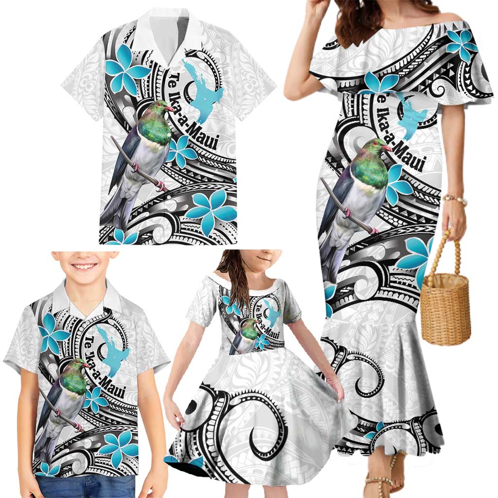 Aotearoa Te Ika-a-Maui Family Matching Mermaid Dress and Hawaiian Shirt South Island Kekeru Maori Koru