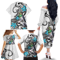Aotearoa Te Ika-a-Maui Family Matching Off The Shoulder Long Sleeve Dress and Hawaiian Shirt South Island Kekeru Maori Koru