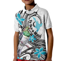 Aotearoa Te Ika-a-Maui Kid Polo Shirt South Island Kekeru Maori Koru LT14 Kid White - Polynesian Pride