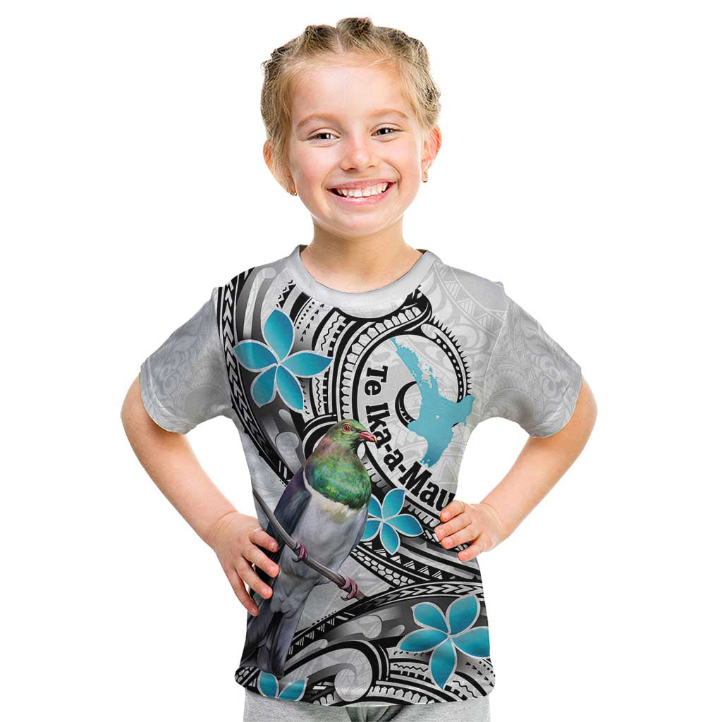 Aotearoa Te Ika-a-Maui Kid T Shirt South Island Kekeru Maori Koru LT14 White - Polynesian Pride