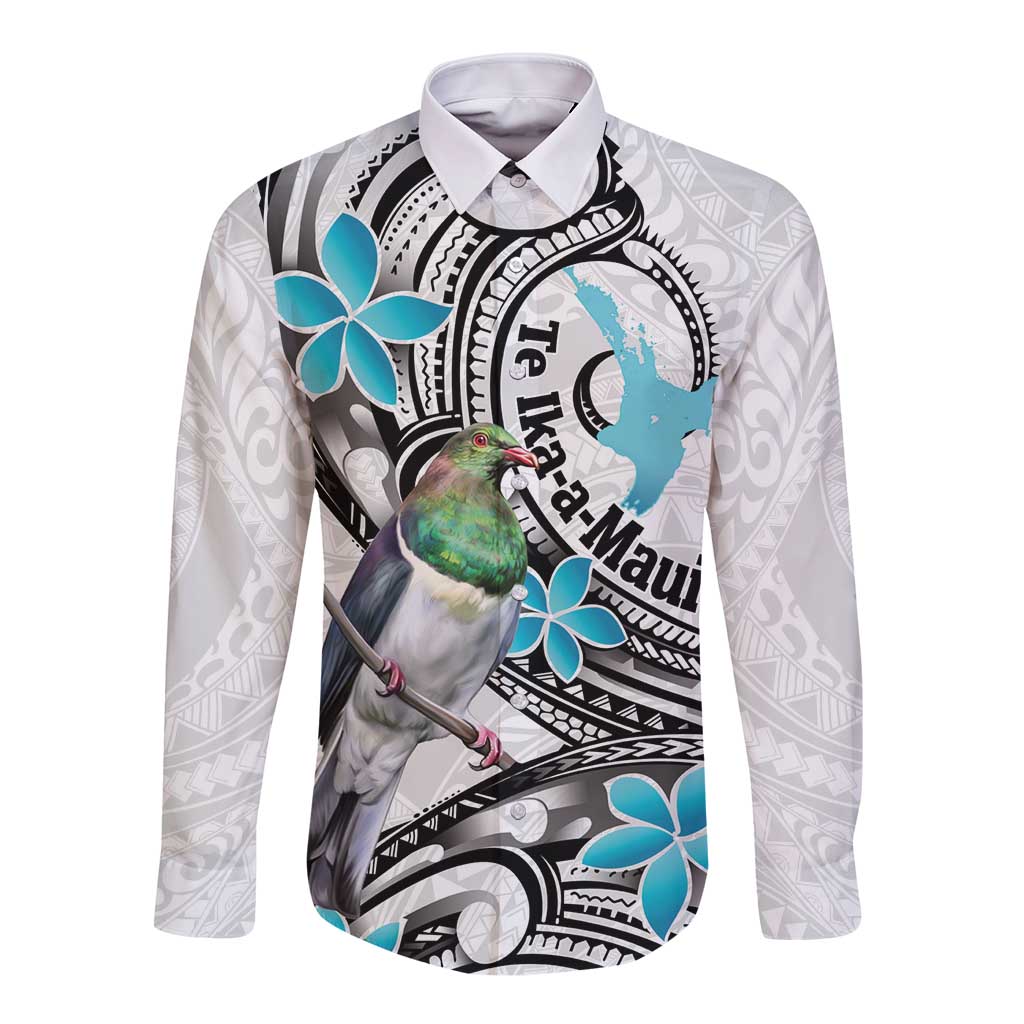 Aotearoa Te Ika-a-Maui Long Sleeve Button Shirt South Island Kekeru Maori Koru