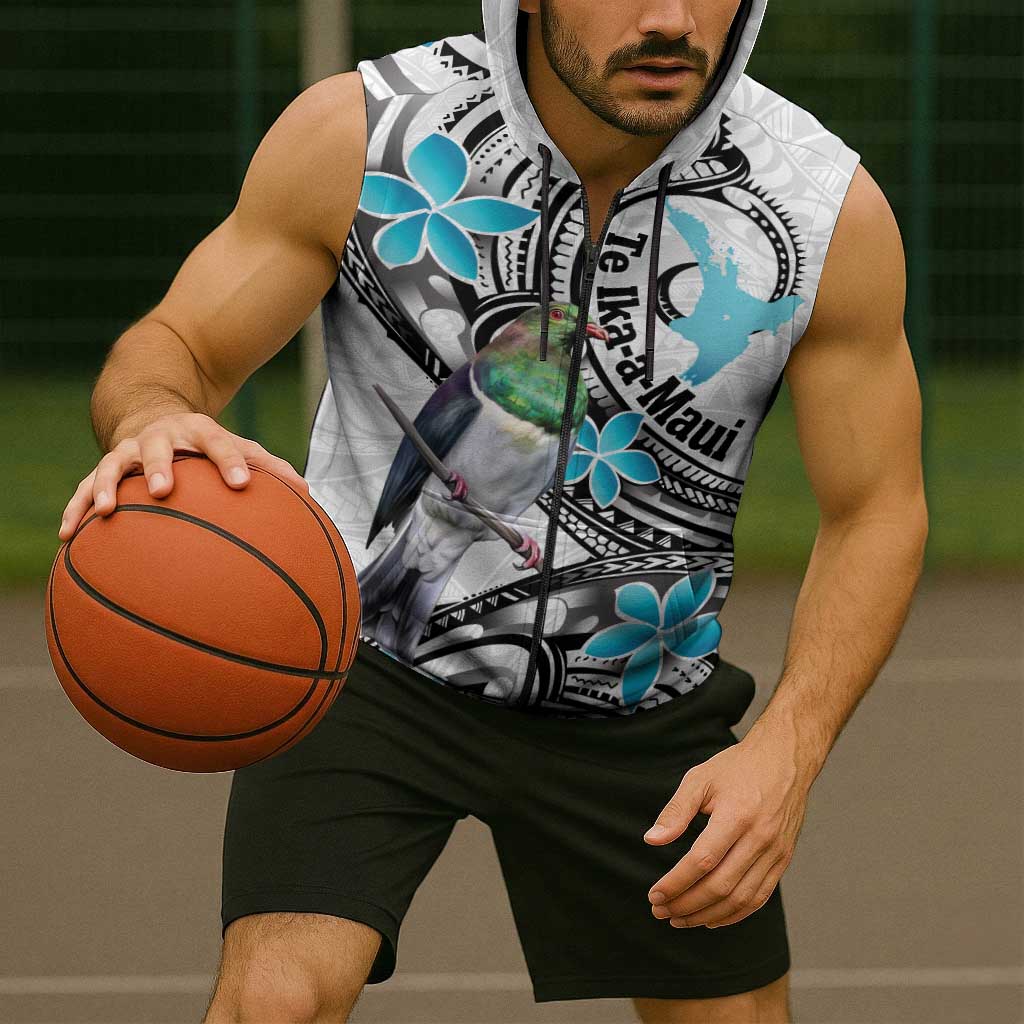 Aotearoa Te Ika-a-Maui Sleeveless Zip Hoodie South Island Kekeru Maori Koru LT14