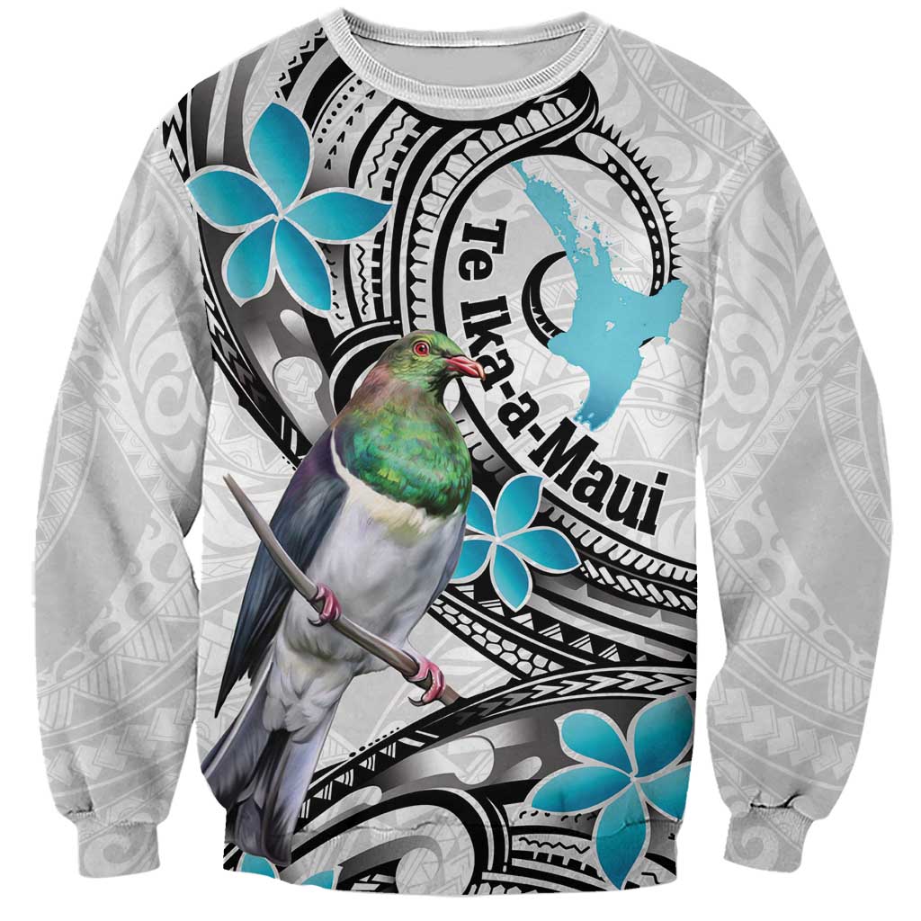 Aotearoa Te Ika-a-Maui Sweatshirt South Island Kekeru Maori Koru LT14 Unisex White - Polynesian Pride