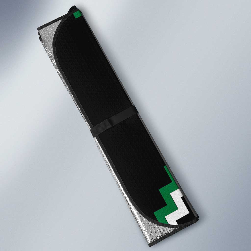 Green New Zealand Taniko Poutama Patikitiki Auto Sun Shade - Polynesian Pride