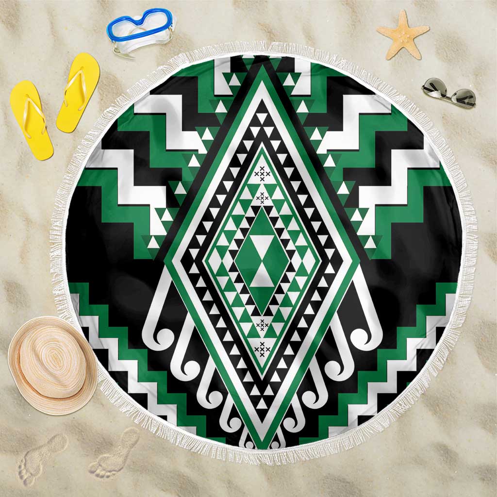 Green Aotearoa Taniko Poutama Patikitiki Beach Blanket