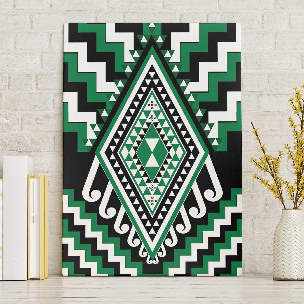 Green Aotearoa Taniko Poutama Patikitiki Canvas Wall Art