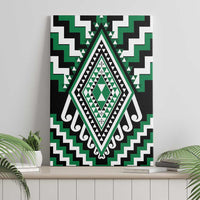 Green Aotearoa Taniko Poutama Patikitiki Canvas Wall Art
