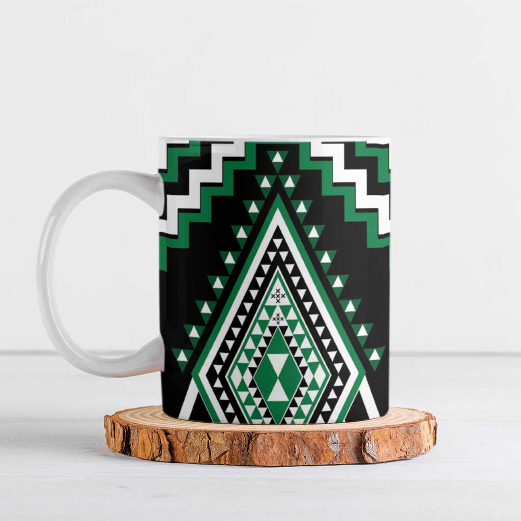Green New Zealand Taniko Poutama Patikitiki Ceramic Mug - Polynesian Pride