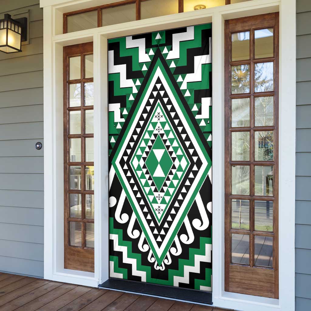 Green New Zealand Taniko Poutama Patikitiki Door Cover - Polynesian Pride