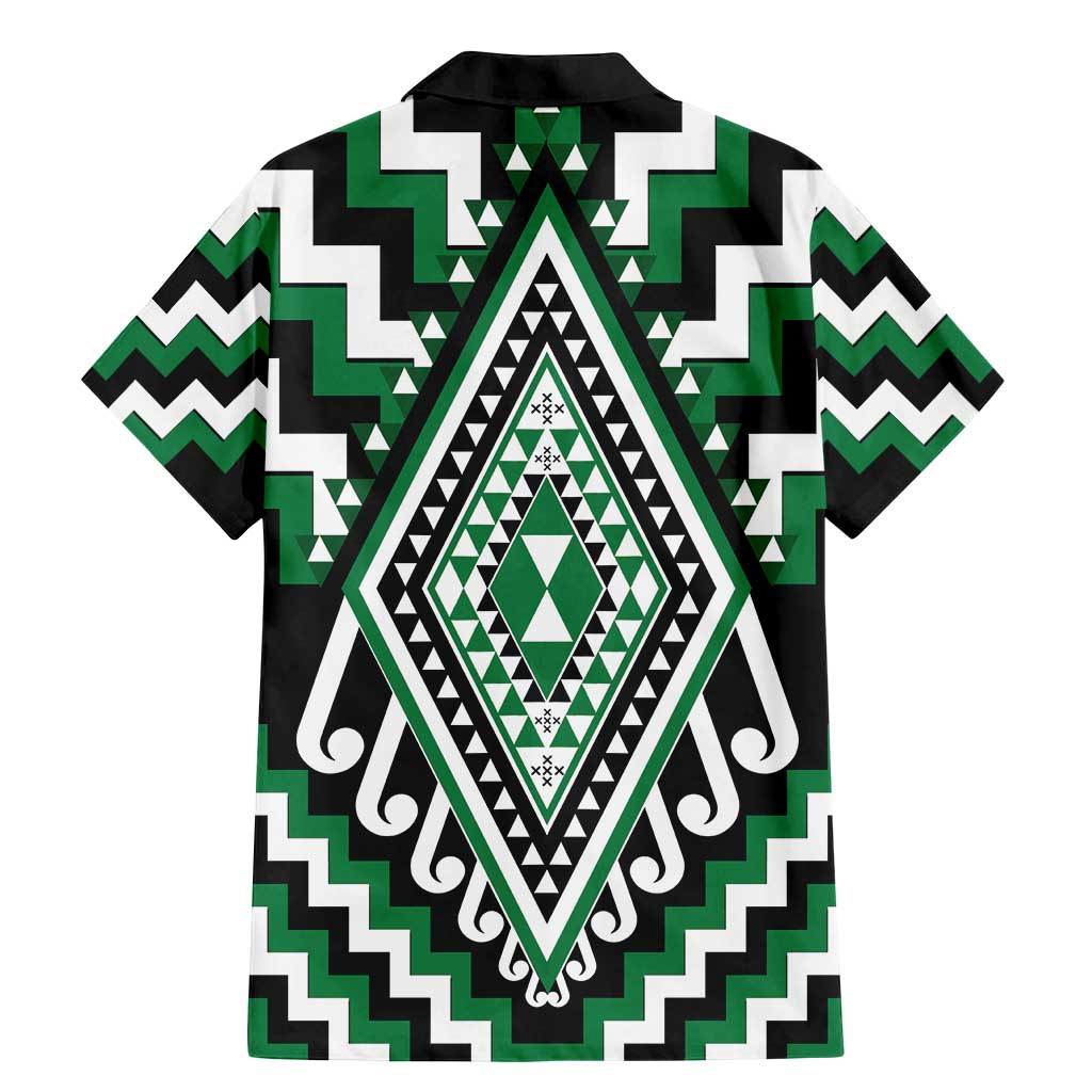 Green Aotearoa Taniko Poutama Patikitiki Family Matching Mermaid Dress and Hawaiian Shirt