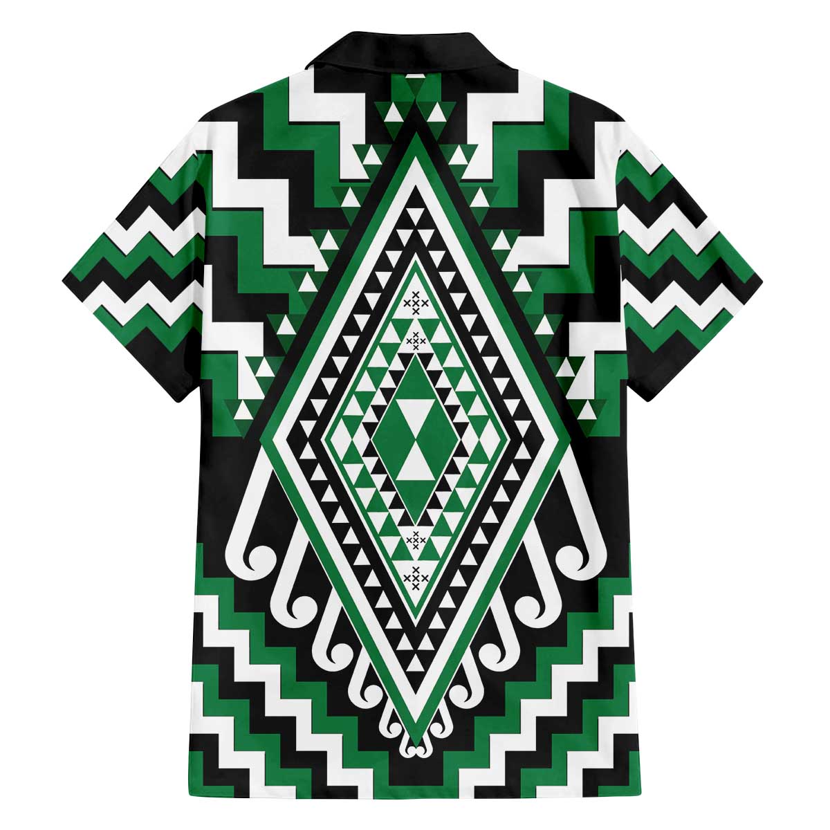 Green Aotearoa Taniko Poutama Patikitiki Family Matching Off The Shoulder Long Sleeve Dress and Hawaiian Shirt