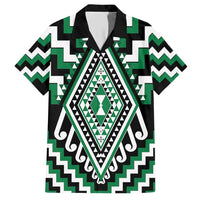 Green Aotearoa Taniko Poutama Patikitiki Family Matching Short Sleeve Bodycon Dress and Hawaiian Shirt