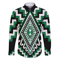 Green Aotearoa Taniko Poutama Patikitiki Family Matching Tank Maxi Dress and Hawaiian Shirt