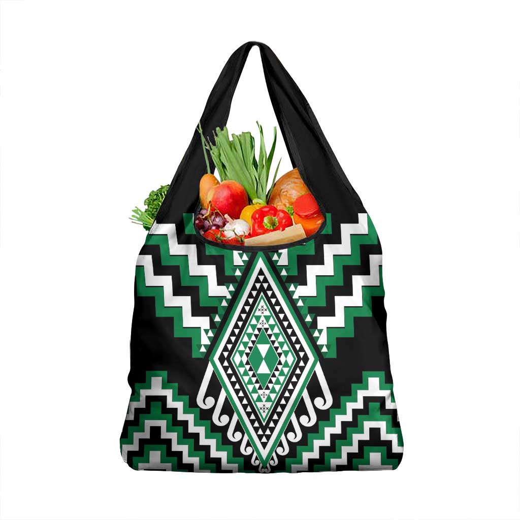 Green Aotearoa Taniko Poutama Patikitiki Grocery Bag