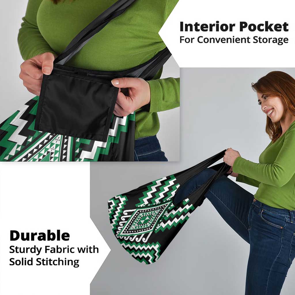 Green Aotearoa Taniko Poutama Patikitiki Grocery Bag