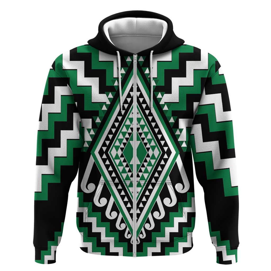 Green Aotearoa Taniko Poutama Patikitiki Hoodie