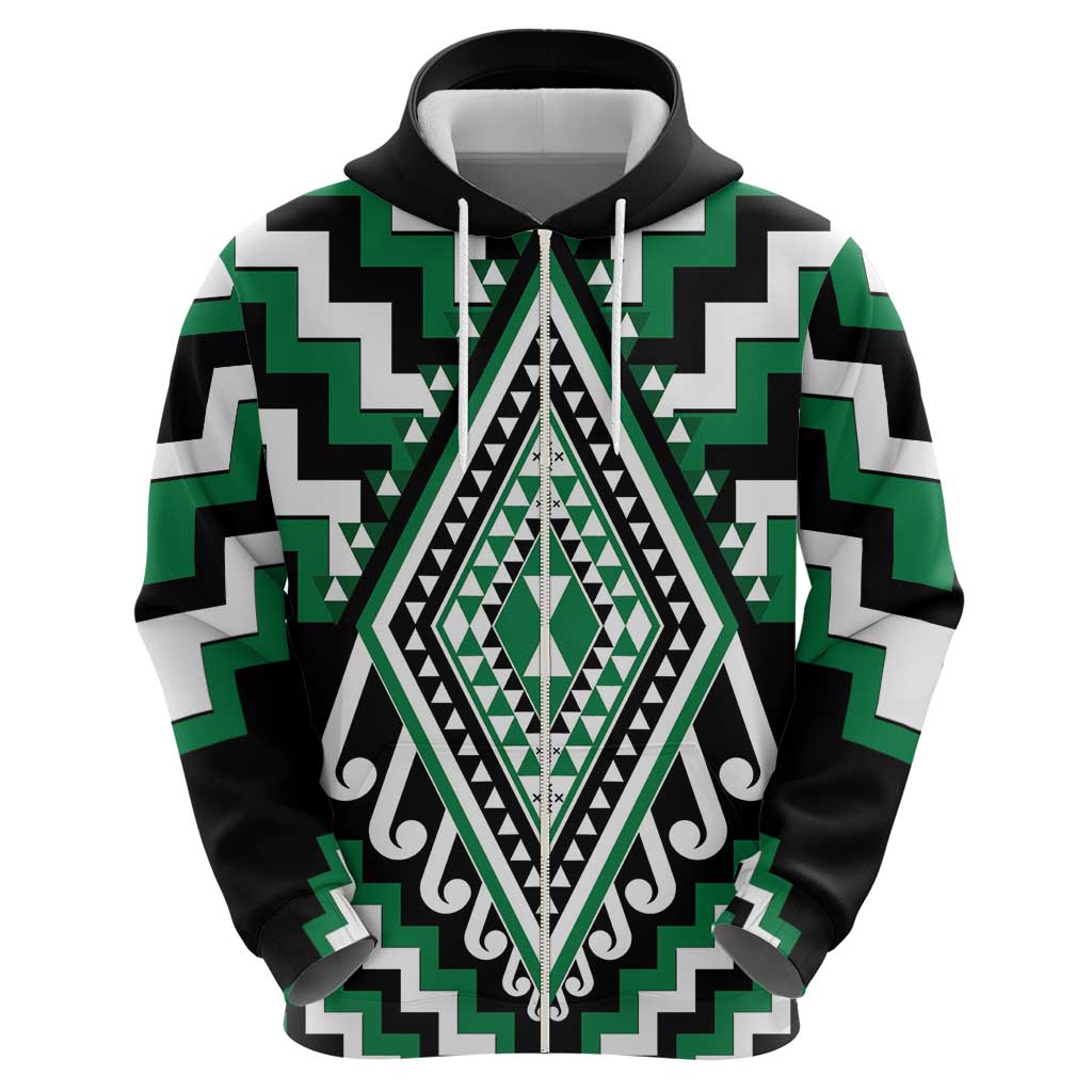 Green Aotearoa Taniko Poutama Patikitiki Hoodie
