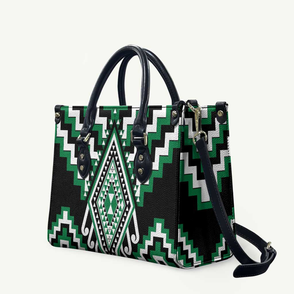 Green New Zealand Taniko Poutama Patikitiki Leather Bag - Polynesian Pride