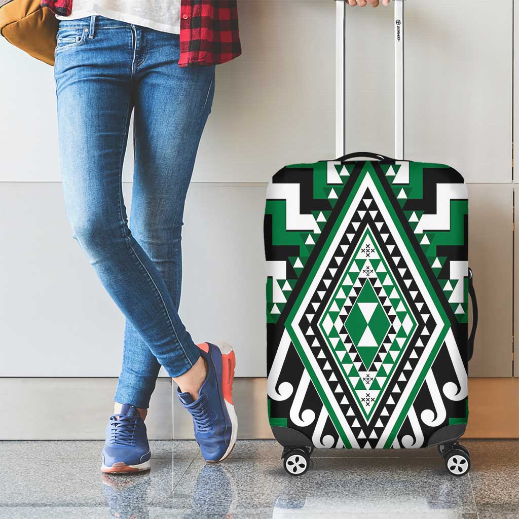 Green Aotearoa Taniko Poutama Patikitiki Luggage Cover
