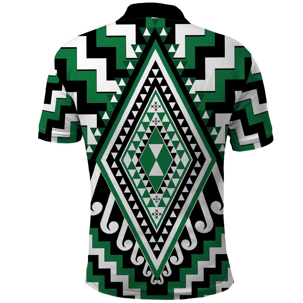 Green Aotearoa Taniko Poutama Patikitiki Polo Shirt
