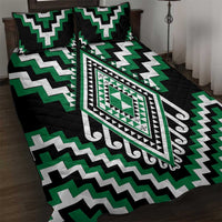 Green Aotearoa Taniko Poutama Patikitiki Quilt Bed Set
