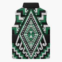 Green New Zealand Taniko Poutama Patikitiki Sleeveless Puffer Jacket - Polynesian Pride