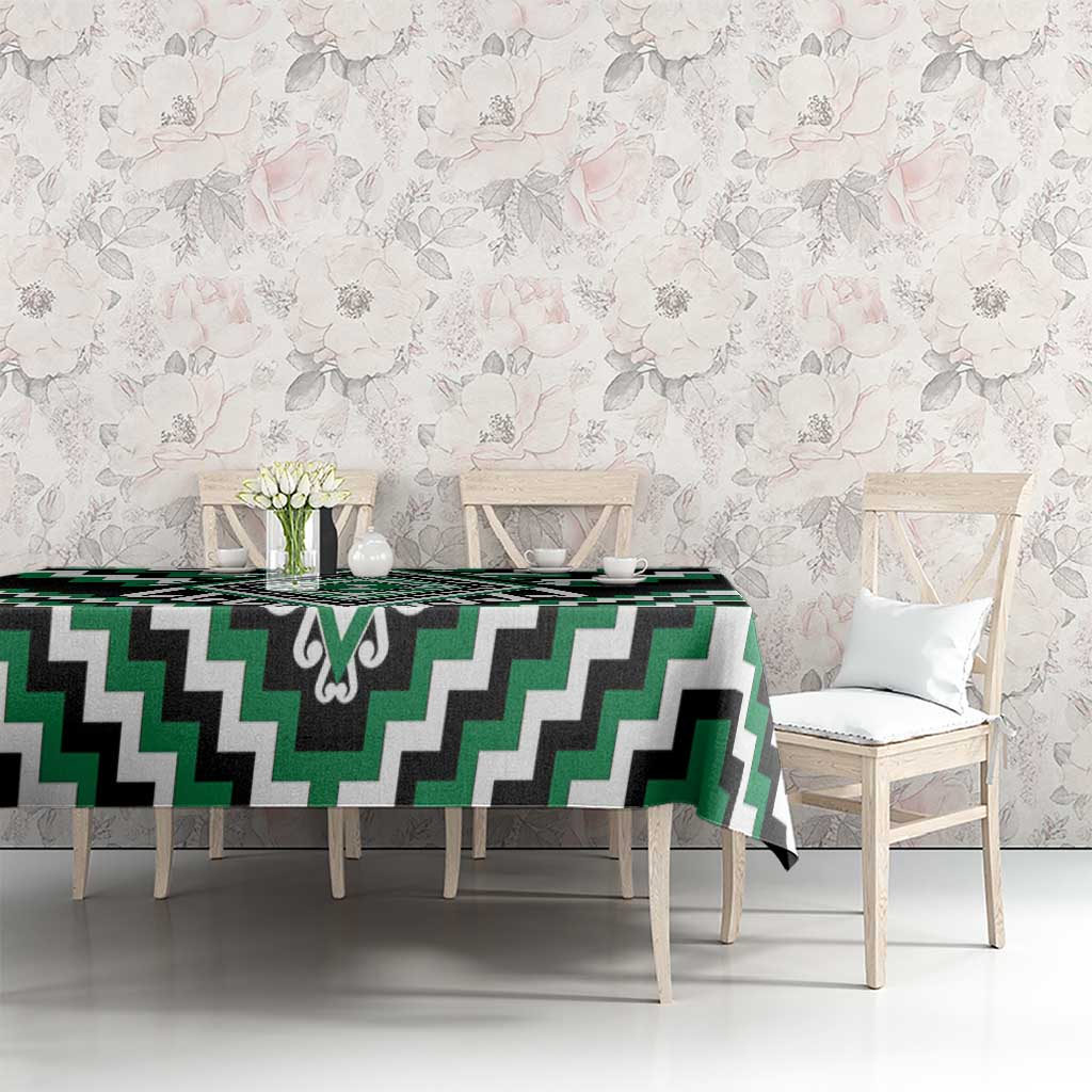 Green Aotearoa Taniko Poutama Patikitiki Tablecloth